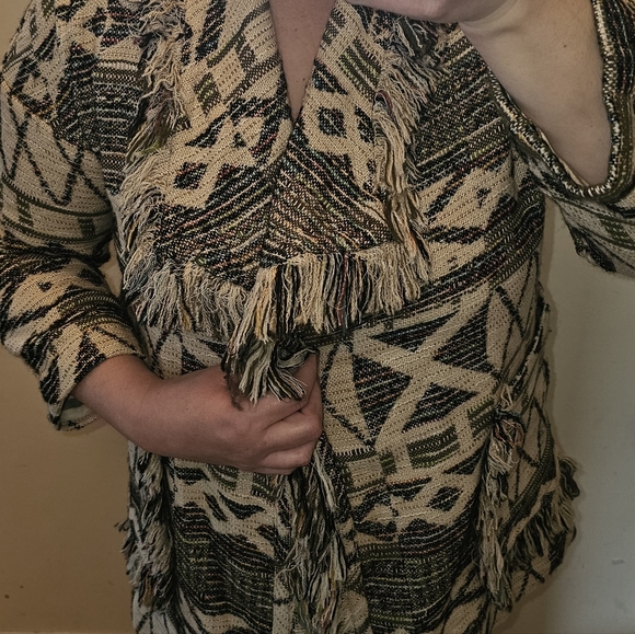 Zara Jacquard Fringe Coatigan (See Measurements for fit.) - Picture 8 of 15